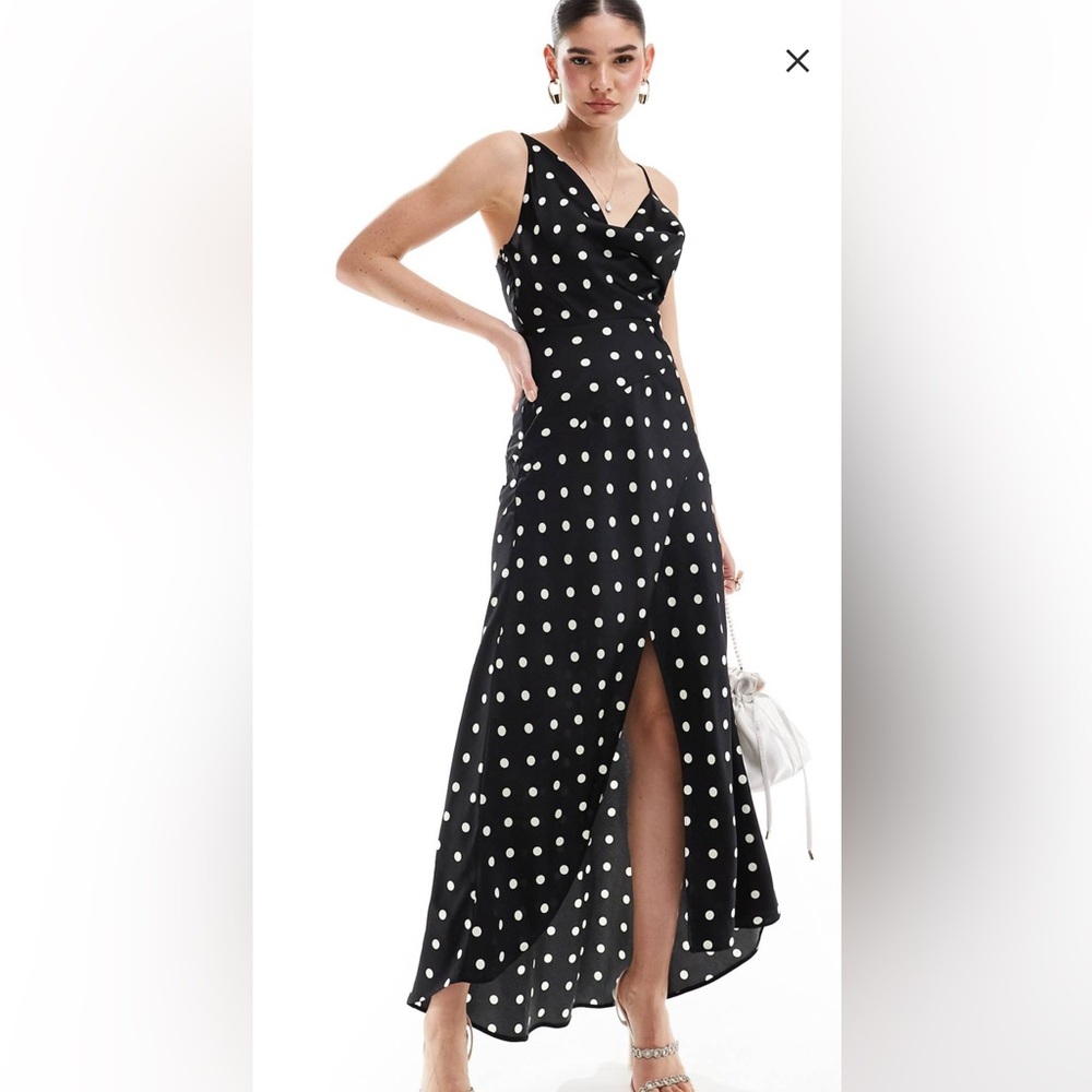 Black and White Polka Dot Slip Maxi Dress